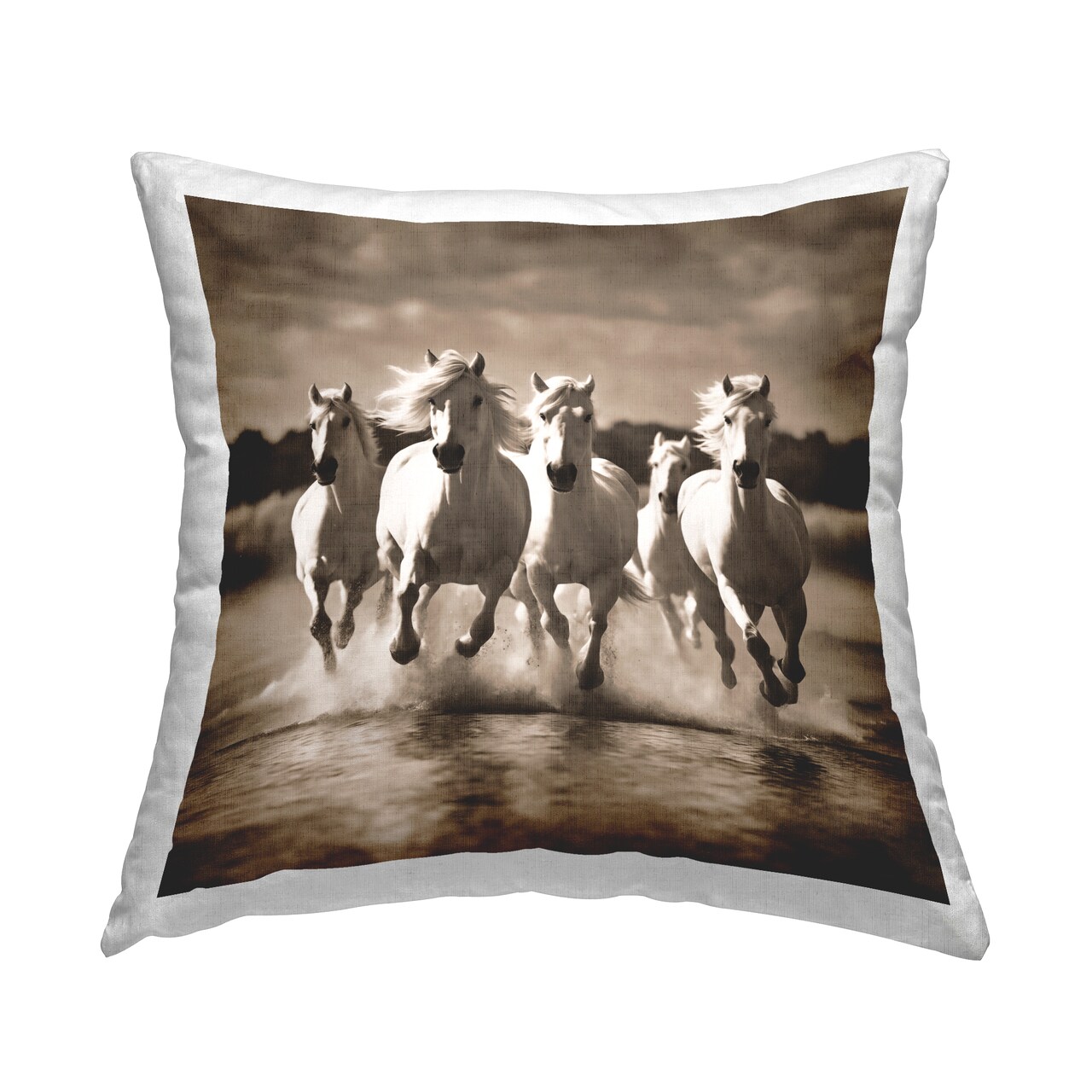 Trotting Mountain Stallions Decorative Printed Throw Pillow Design by Noah Bay, 18 x 7 x 18